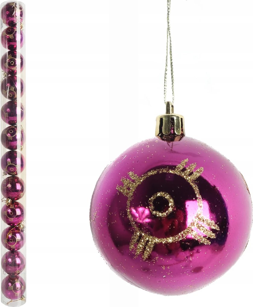 Karácsonyfadísz Szett 12 Db-os Műanyag Karácsonyfadísz Rózsaszín