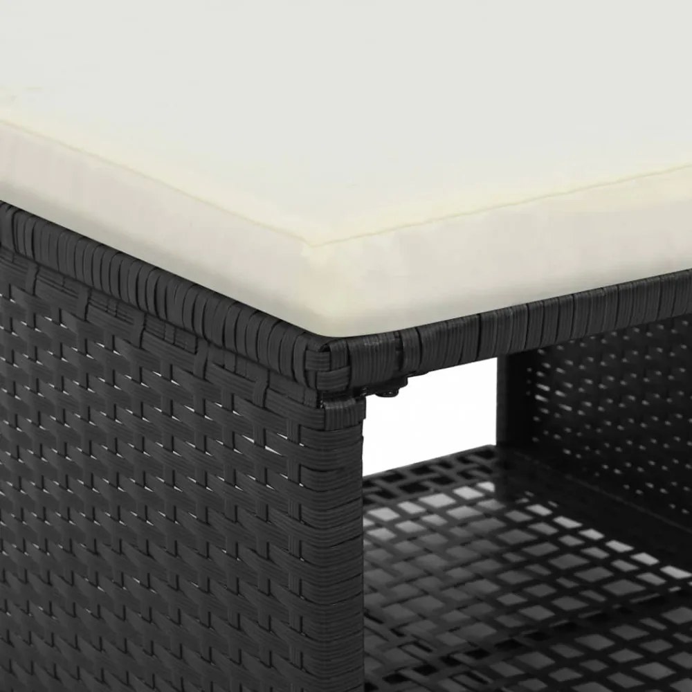 4 részes fekete polyrattan kerti társalgó szett