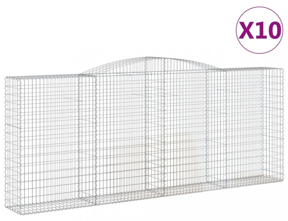 vidaXL 10 db íves horganyzott vas gabion kosár 400x50x160/180 cm