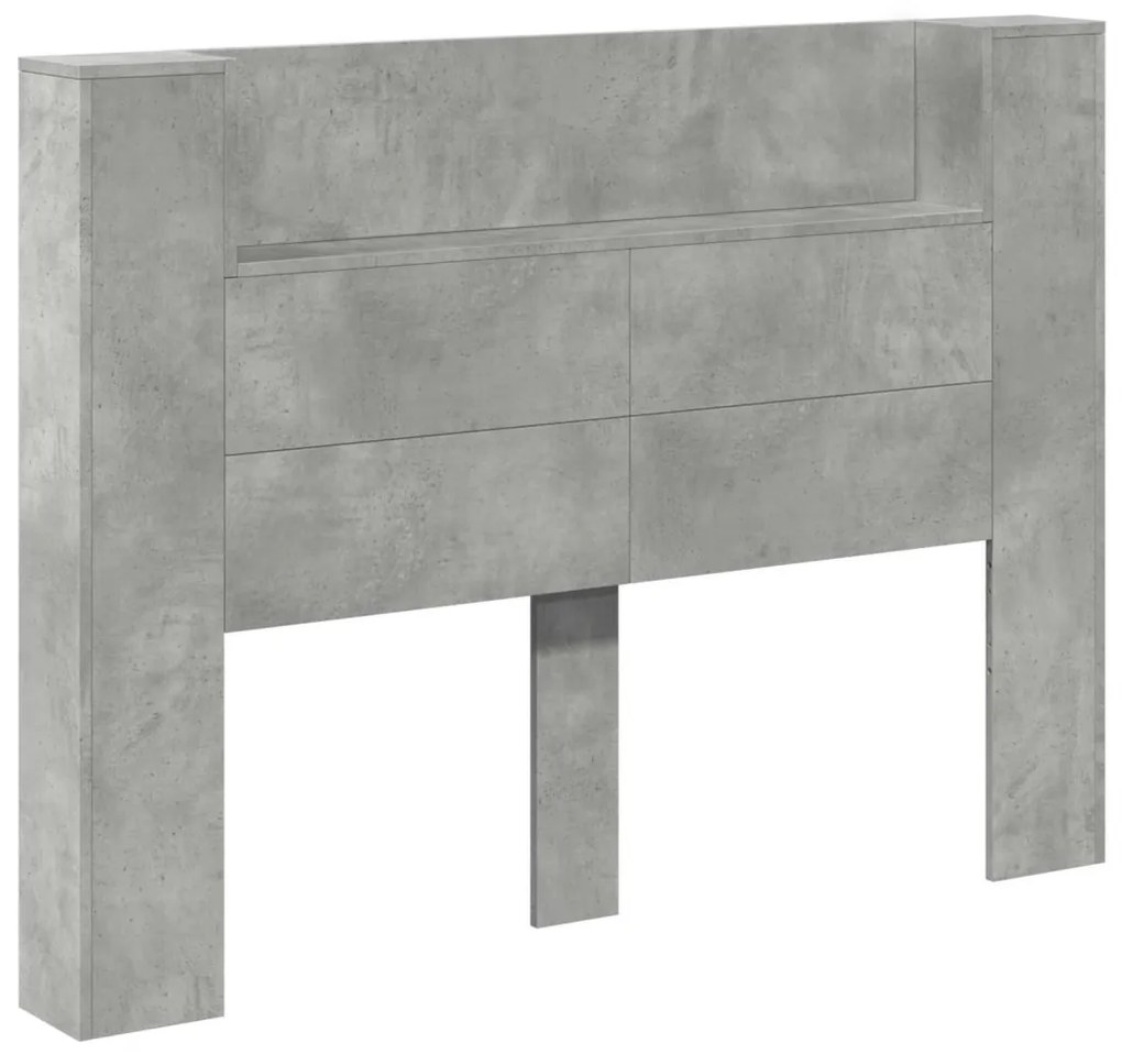 Fejtámla polcokkal Beton Szürke 140 x 16,5 x 103,5 cm Faanyag