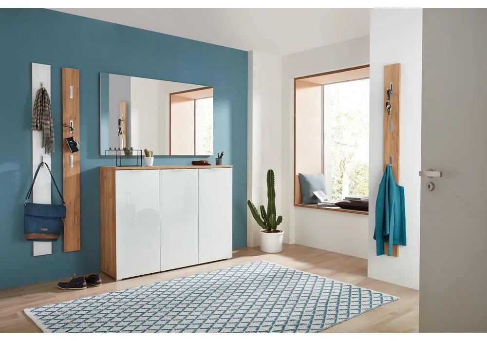 Fehér cipőtartó tölgyfa dekorral Telde - Germania