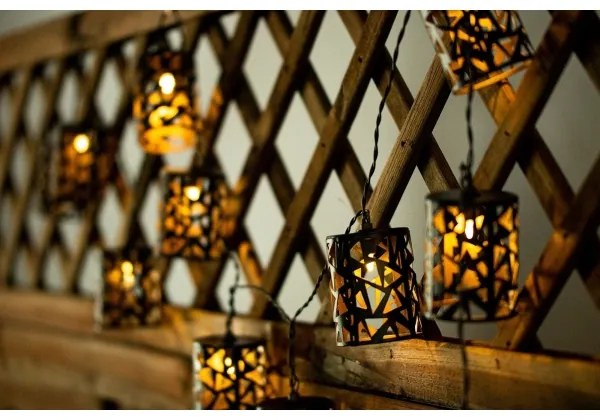 LED Napelemes lánc 10xE12/3,65m IP44 meleg fehér