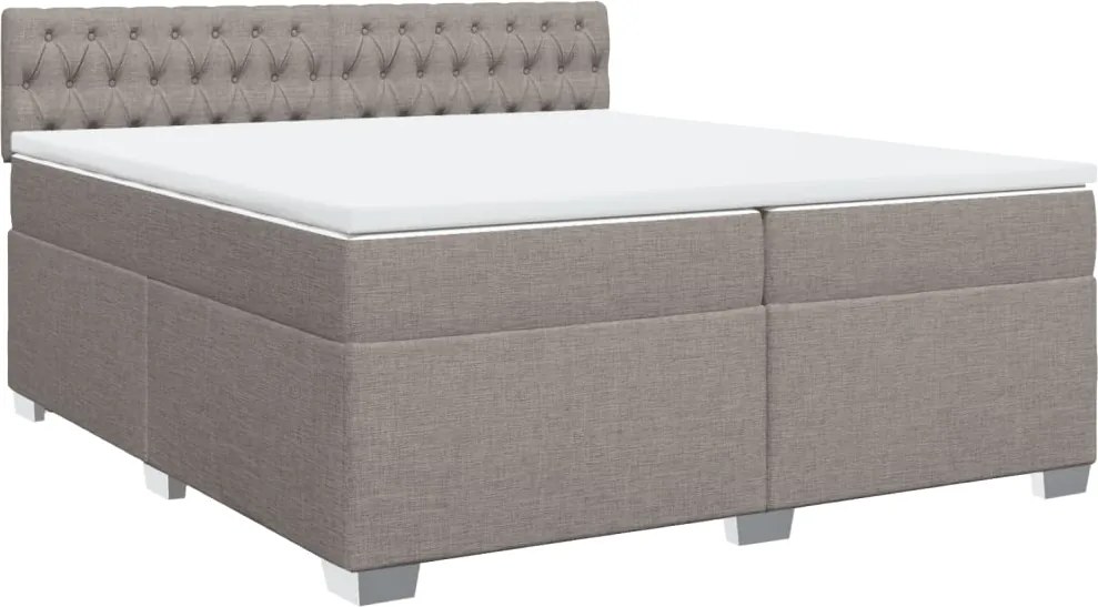 vidaXL tópszínű szövet rugós ágy matraccal 200 x 200 cm