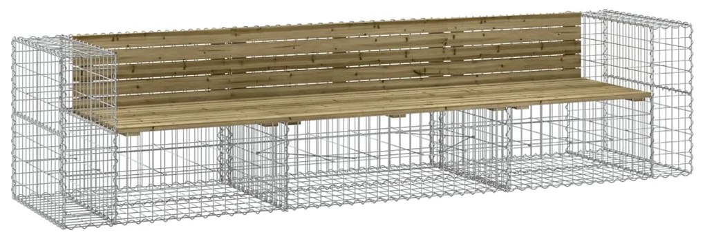 vidaXL tömör impregnált fenyőfa gabion kerti pad 287 x 71 x 65,5 cm