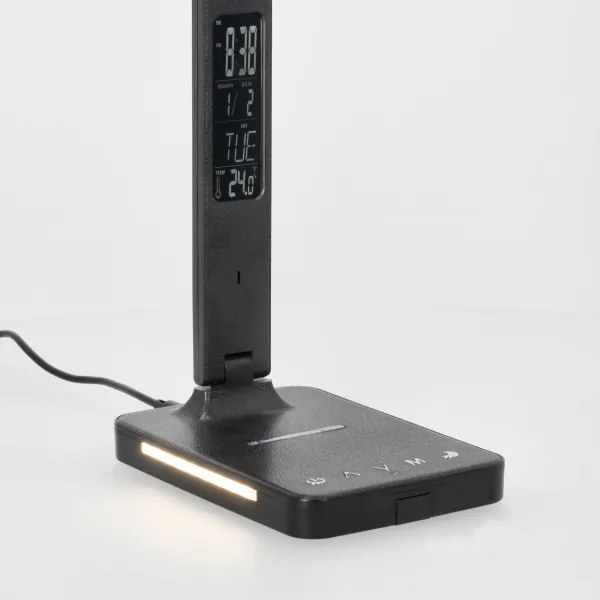 LED Dimmelhető lámpa vezeték nélküli QI töltéssel, kijelzővel és USB porttal LED/7W/230V 3000-6000K