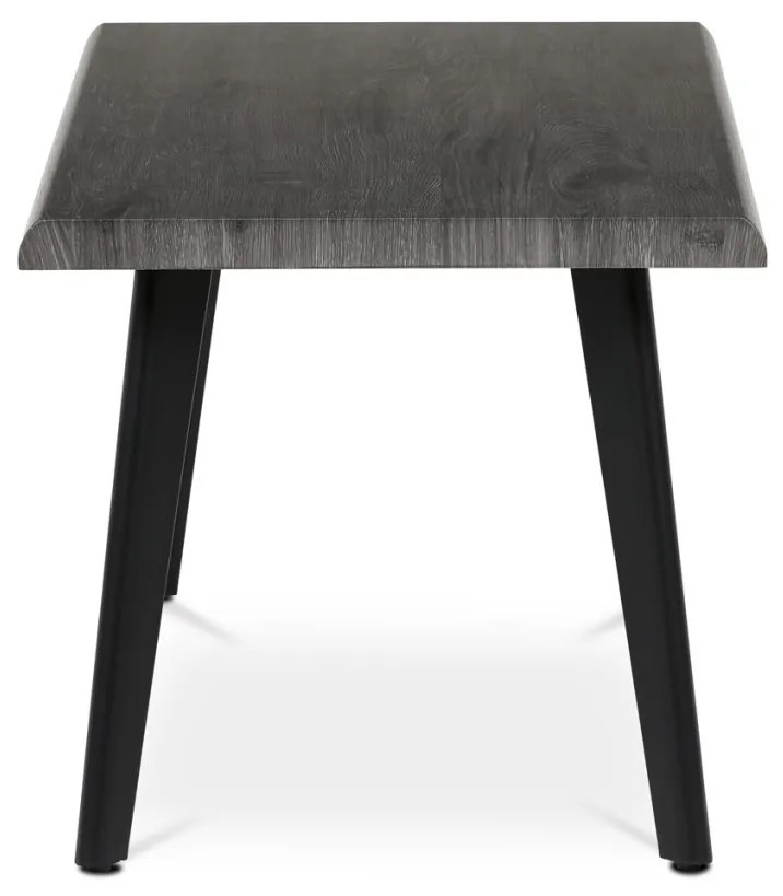 Măsuță de cafea 120x60x55 cm, blat MDF, decor stejar gri, metal, picioare negre