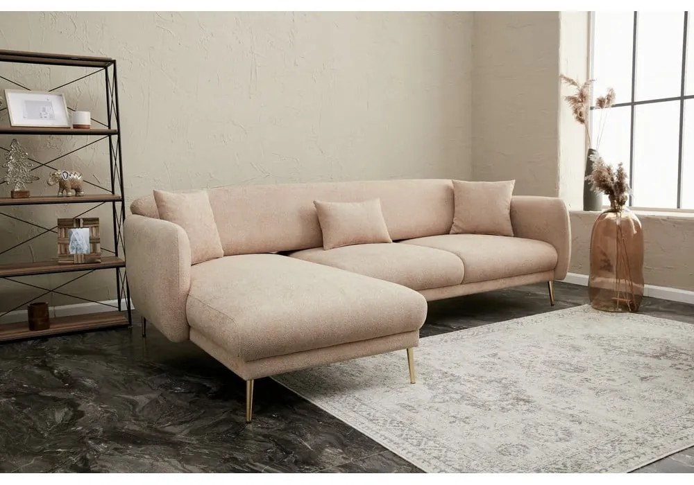 Bézs sarokkanapé (bal oldali-heverő résszel) Simena – Balcab Home