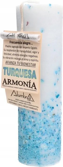 Kézzel készített rituális gyertya türkizkékkel Harmónia