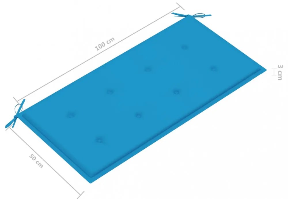 tömör tíkfa kerti pad kék párnával 112 cm