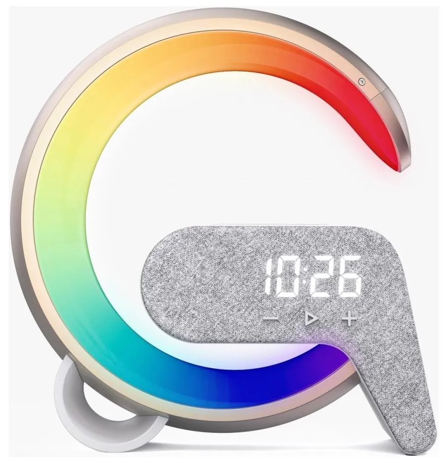 Immax 08986L-LED RGB Dimmelhető lámpa ébresztőórával és Qi töltéssel 30W/230V arany