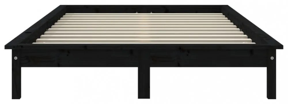 fekete franciaágy tömör fenyőfa ágykeret 150x200 cm