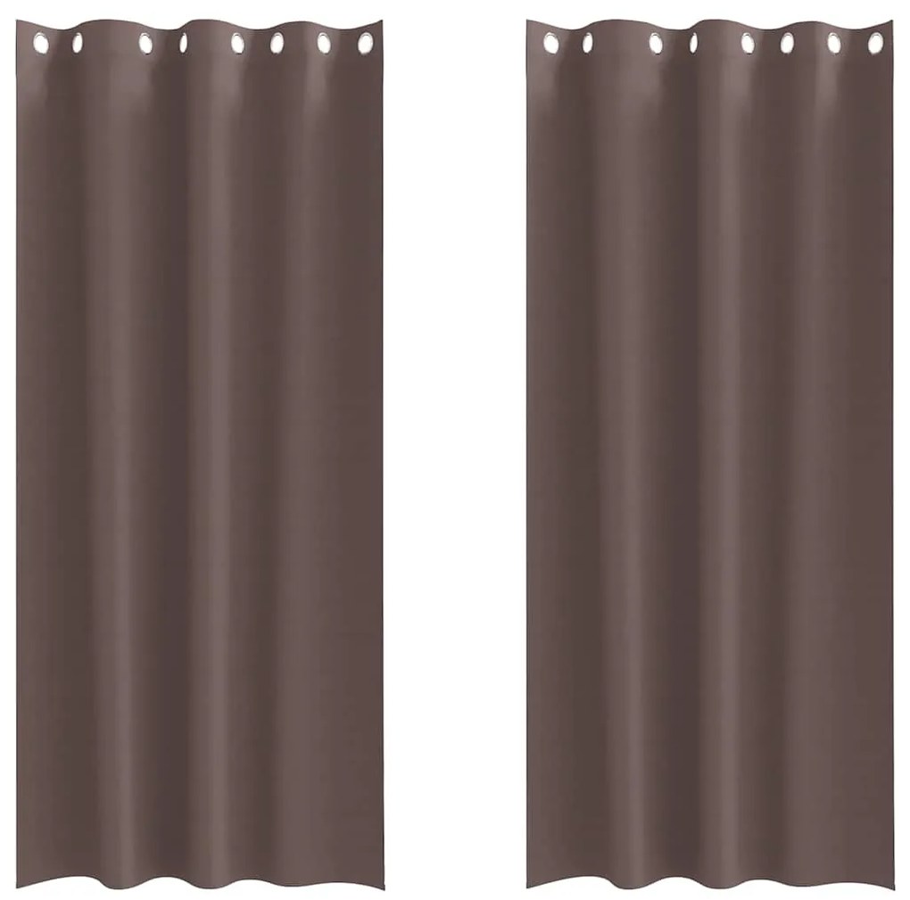 Függönyök függönyökkel 2 pcs sötétbarna 225x140cm Poliészter