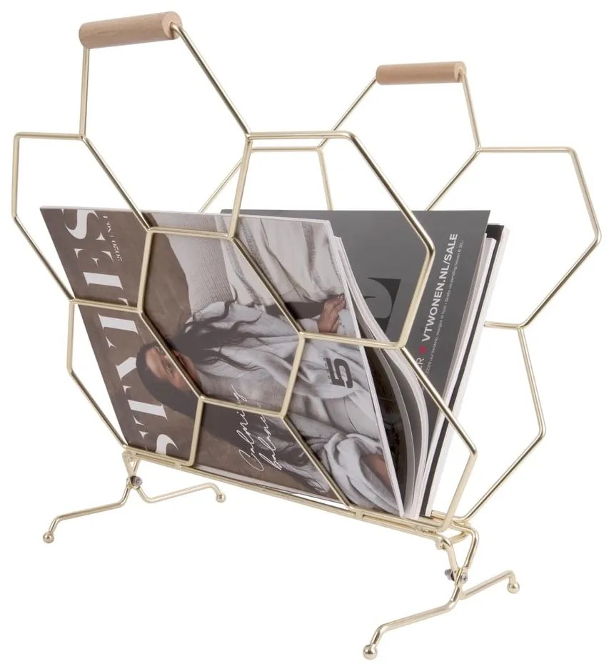HoneyComb aranyszínű fém újságtartó - PT LIVING