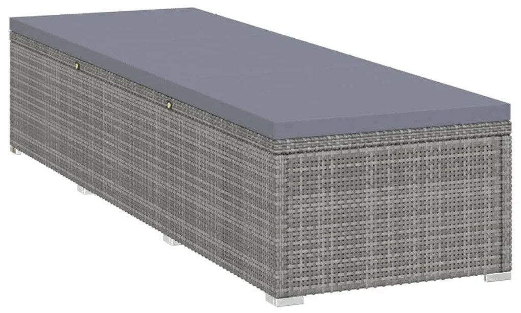 3 részes szürke polyrattan kerti napozóágy szett asztallal