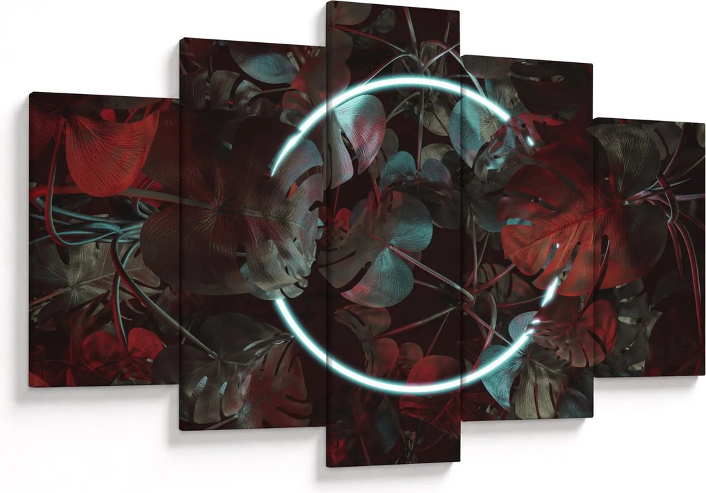 Kép - Neon kör a pálmafák között (150x105 cm)