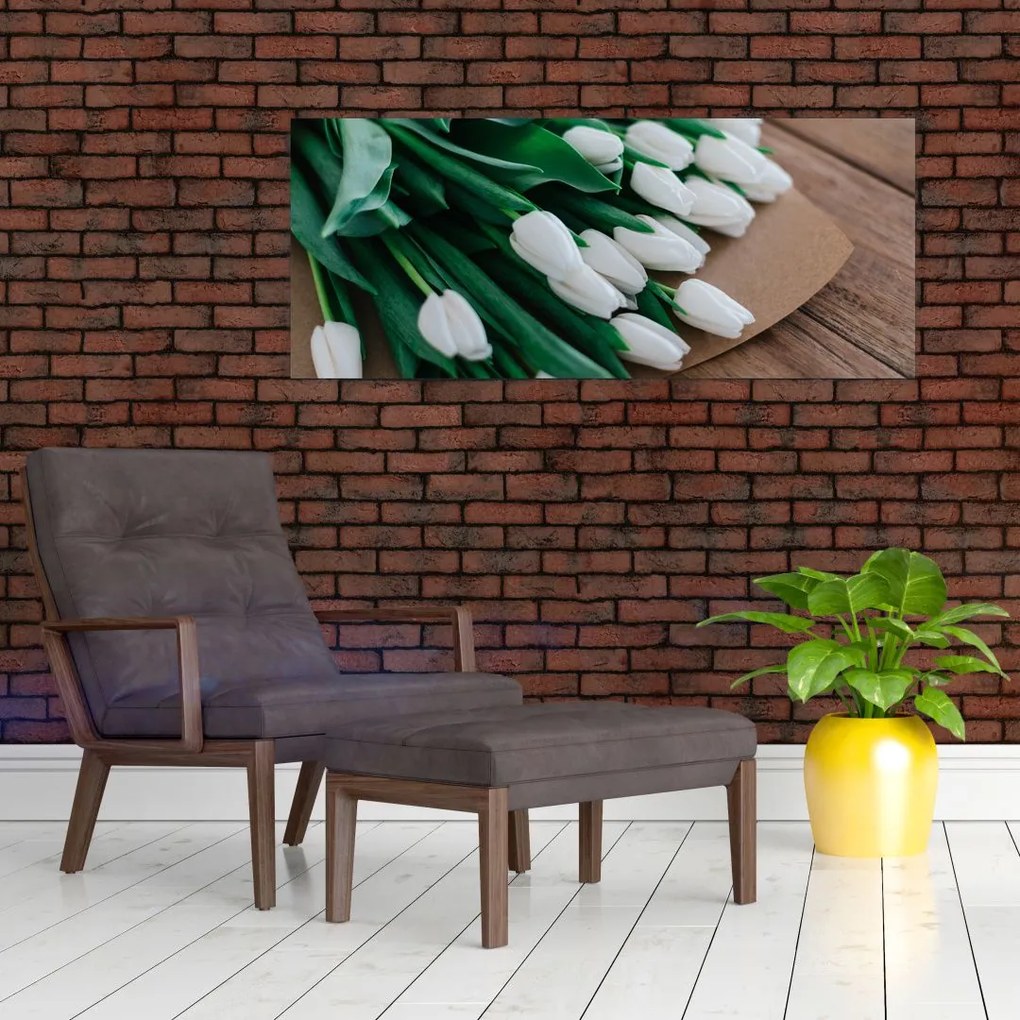 Egy csokor fehér tulipán képe (120x50 cm)