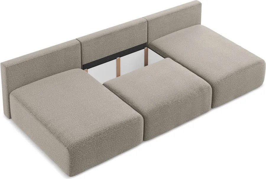 Bézs kinyitható-tárolóhelyes sarokkanapé Kalena – Makamii