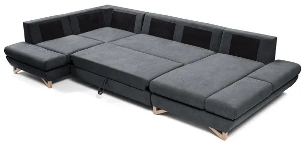 Kinyitható U-alakú kárpitozott sarokgarnitúra tárolóhellyel AVESTA — antracit