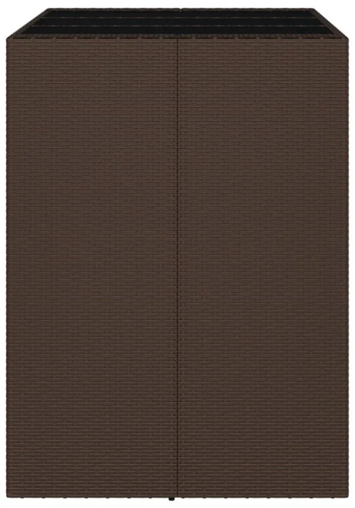 barna polyrattan kerti asztal üveglappal 105 x 80 x 110 cm
