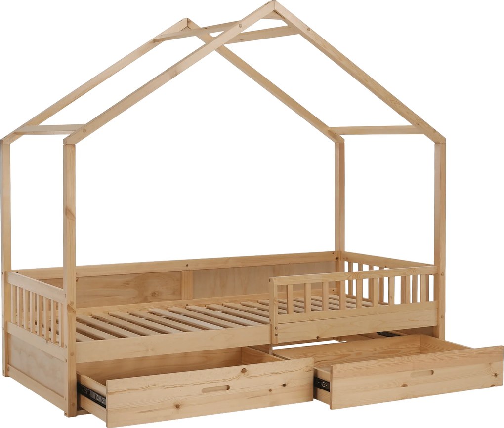 Montessori ágy, 90x200, természetes, tömör, BIANKA