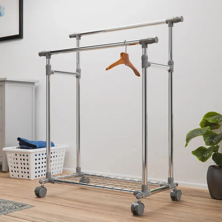 Juskys Kerékkel ellátott fém ruhállvány