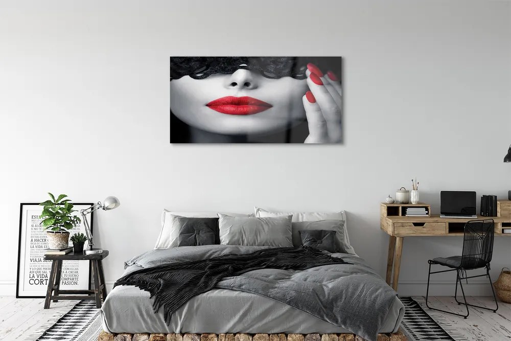 Üvegképek Vörös ajkak nő 125x50 cm