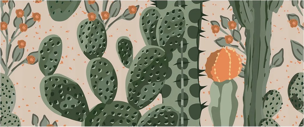 Flizelin tapéta Divatos 3D fali ragasztó Zöld kaktuszok 250x104 Ragasztó