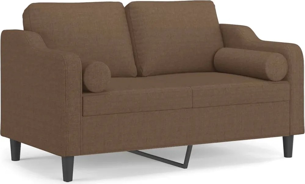 vidaXL 2 személyes barna szövet kanapé díszpárnákkal 120 cm