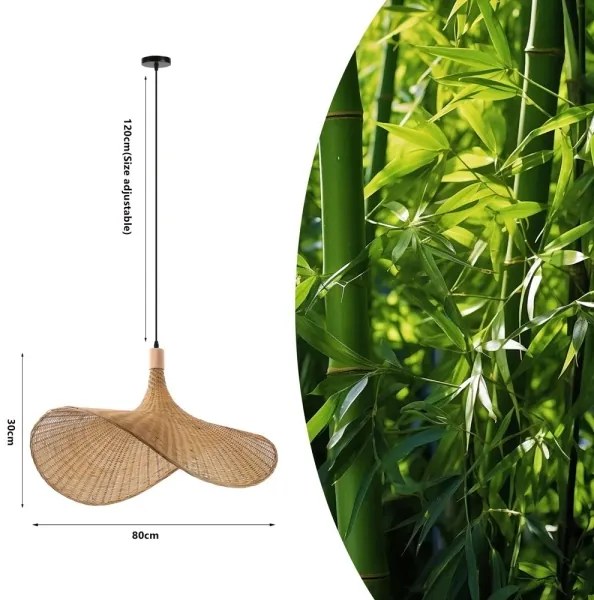 Immax 08290L - Csillár zsinóron SOMBRERO 1xE27/40W/230V átm. 80 cm rattan