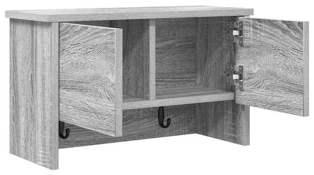 Fali Kabáthorog polcokkal Szürke sonoma 50 x 20 x 30 cm Faanyag