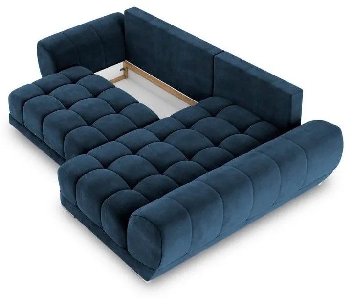 Nuage királykék kinyitható sarokkanapé bársony kárpittal, jobb oldali - Windsor &amp; Co Sofas