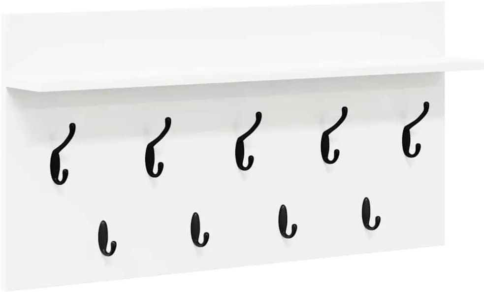 Fali Kabáthorog polcokkal Fehér 80 x 40 x 12 cm Faanyag