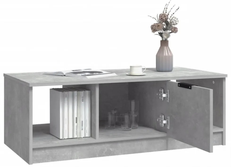 betonszürke szerelt fa dohányzóasztal 102 x 50 x 36 cm