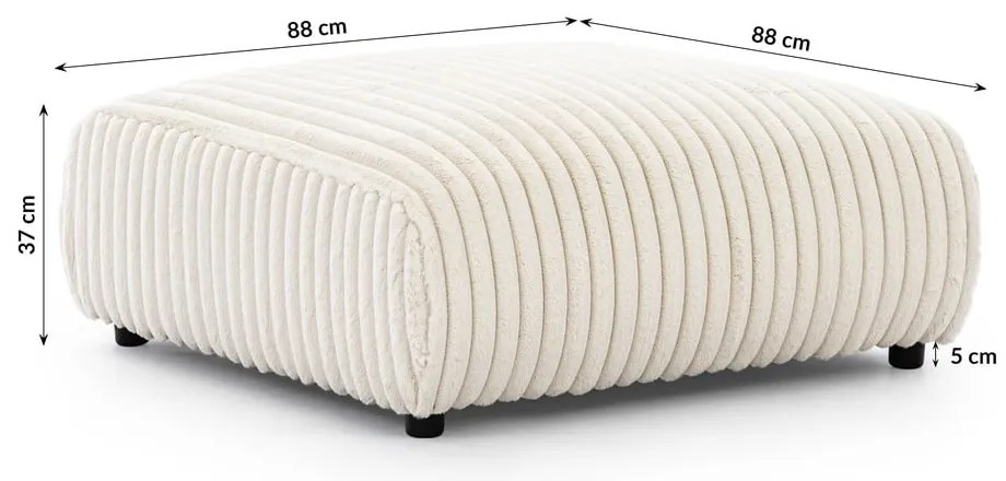 Krémszínű kordbársony lábtartó Justin – Ropez