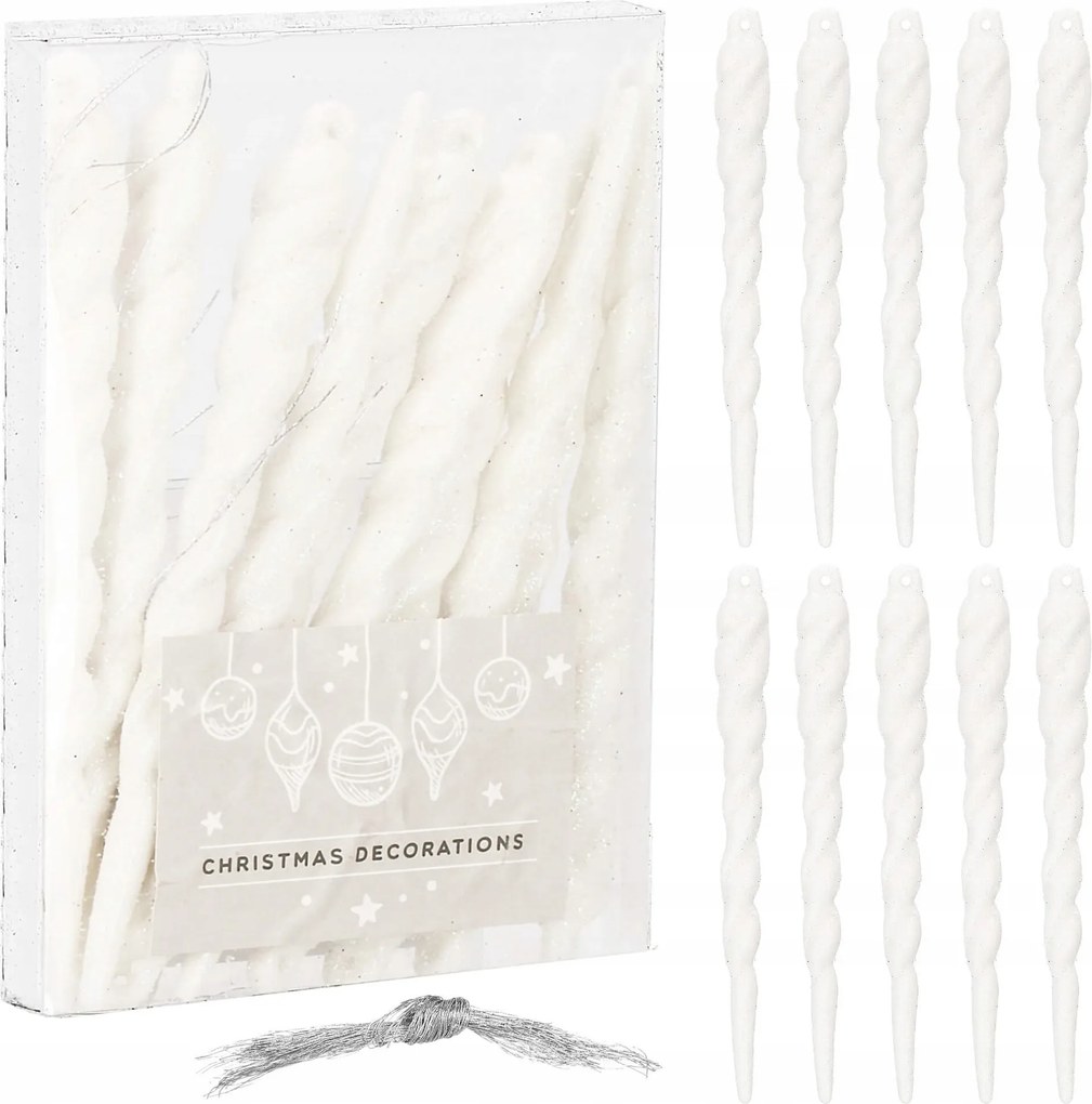 Karácsonyfa Medálok Fehér Jégcsapok Törhetetlen Jégcsap Gömbök Dísz Szett