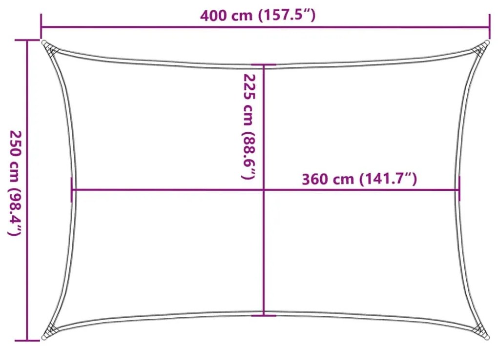 antracitszürke HDPE napvitorla 160 g/m² 2,5 x 4 m