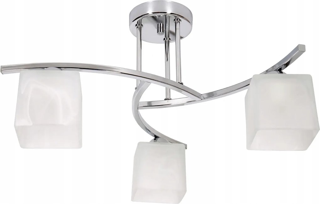 Mennyezeti Lámpa Függő Csillár Króm Modern Nappali E27 Fehér Lámpabúra