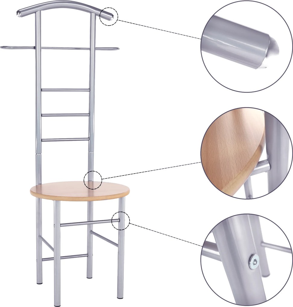 Szobainas, ezüst fém + bükkfa, FRANK