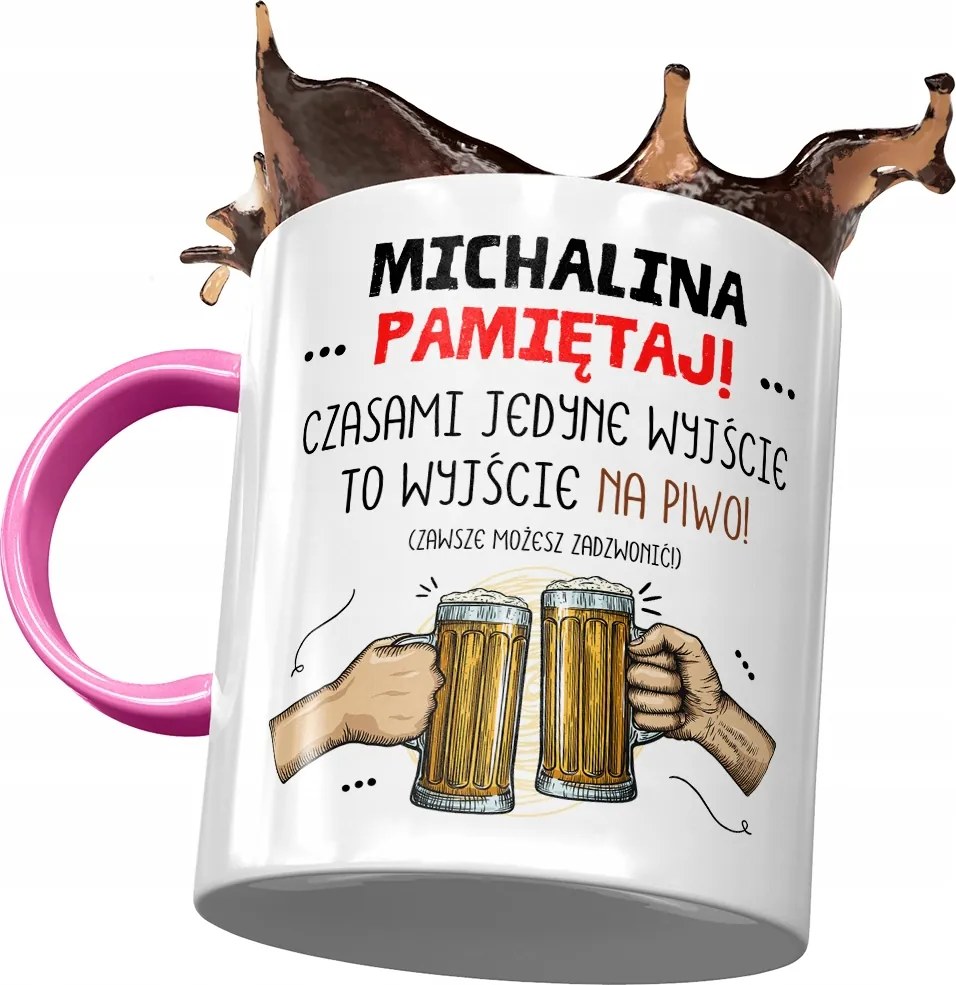 Rózsaszín Bögre Michalina Feleség Barátnő Ajándék Nyomtatott Fotóval