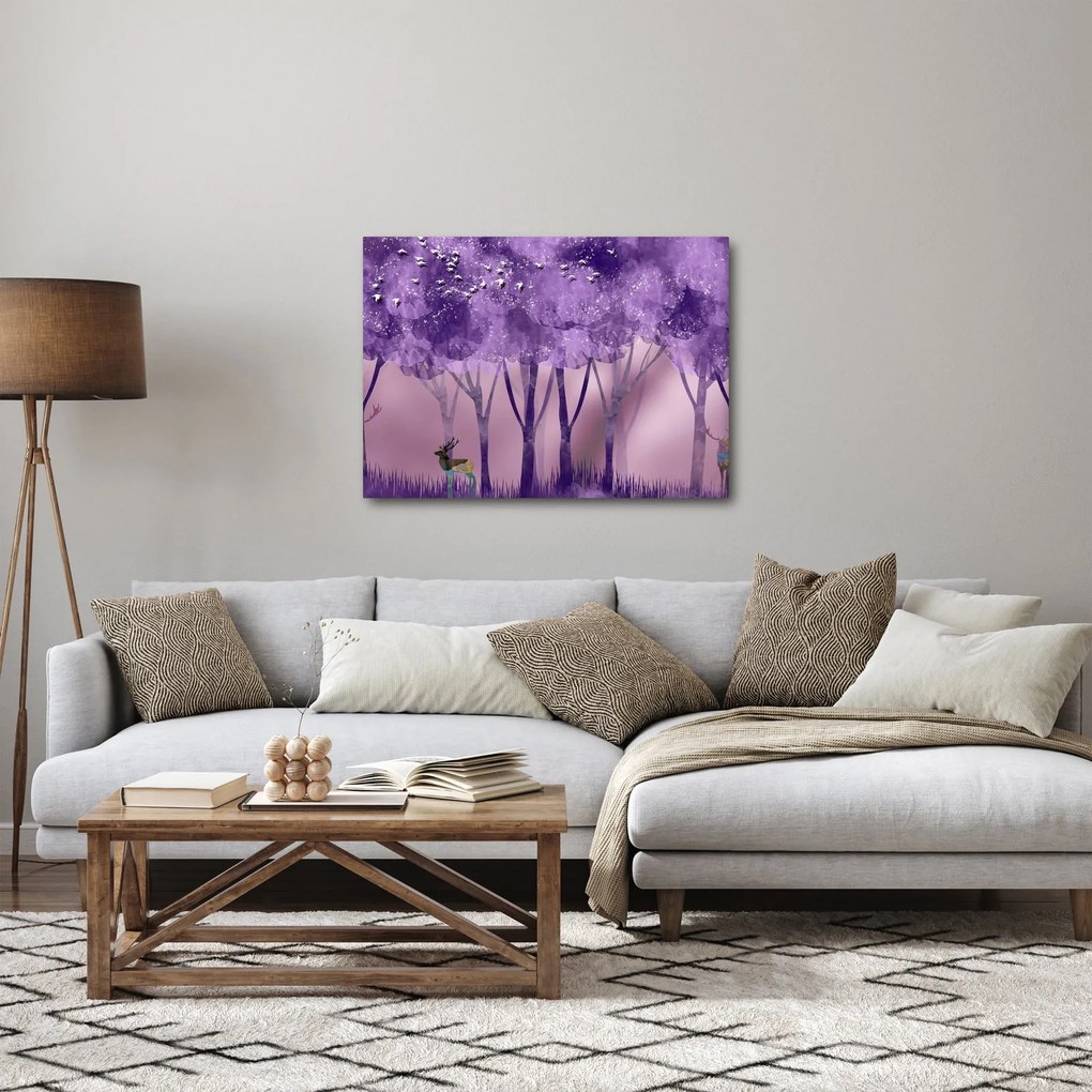 Kép - Szarvasok egy varázslatos erdőben (70x50 cm)