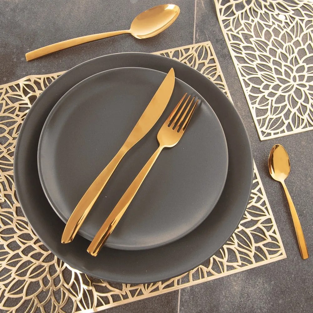 Aranyszínű rozsdamentes acél evőeszköz készlet 24 db-os Gold – Orion