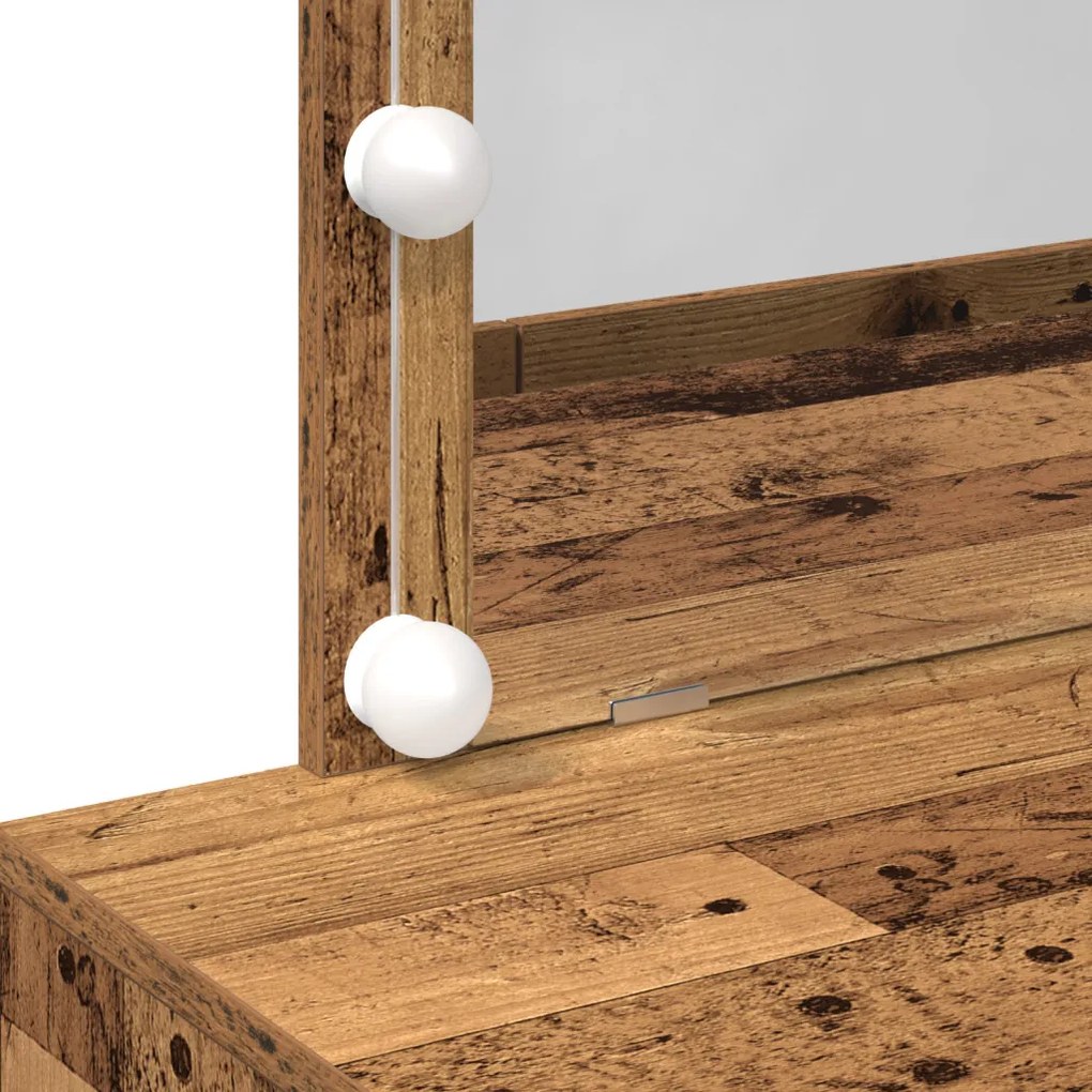 LED-es sminktükör régi fa 100x40x120 cm