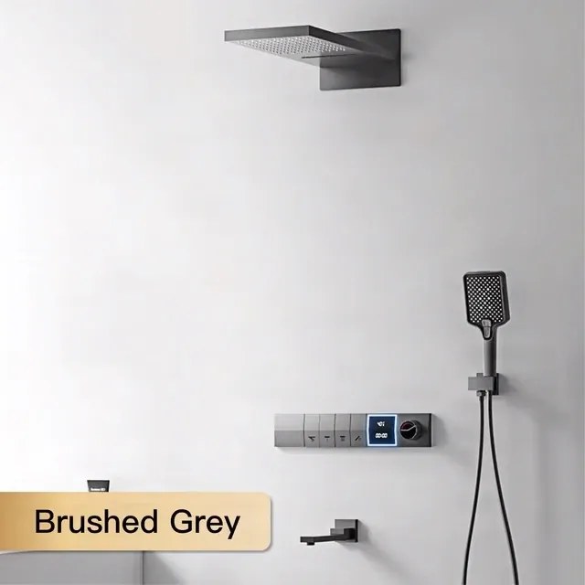 Falba süllyesztett zuhanyrendszer ELITE EDITION BCS1050 LED-kijelzővel, több színváltozatban — Gunmetal szürke — Három kimenetes