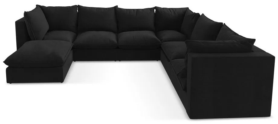 Fekete sarokkanapé (jobb oldali-U alakú) Manao – Makamii