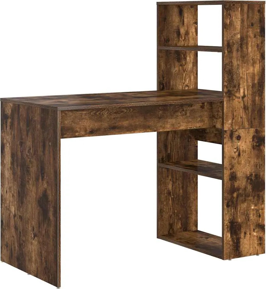 vidaXL Asztal polcokkal Füstölt tölgy 113 x 54 x 120 cm Faanyag