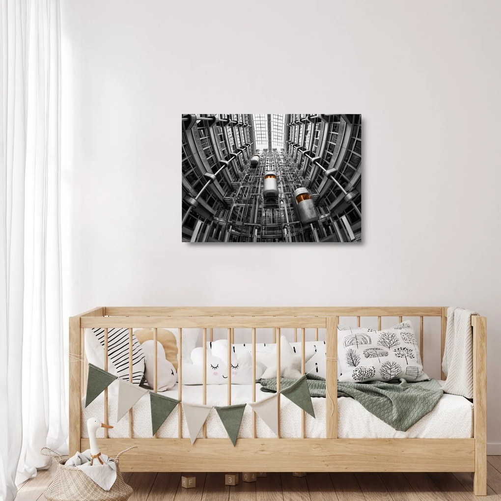 Lift az épületben képe (üvegen) (70x50 cm)