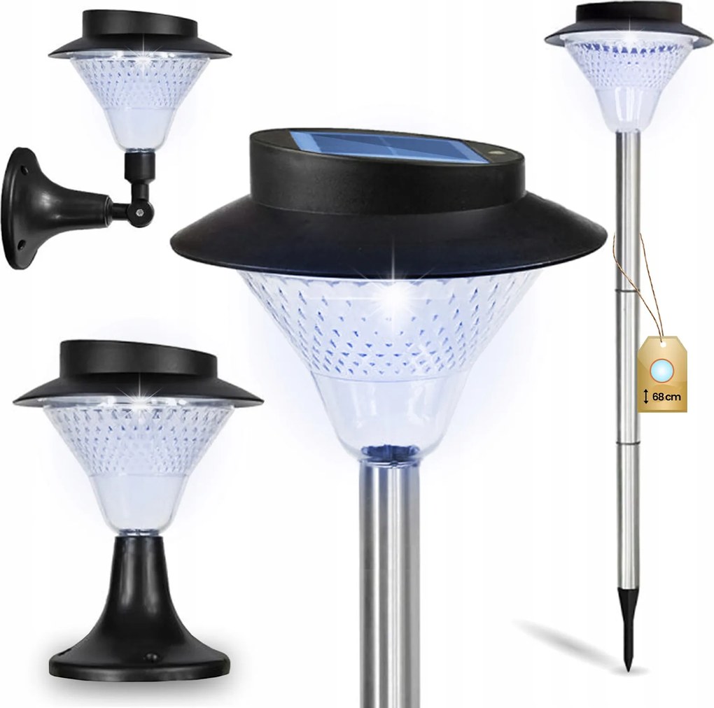 LED-es beszúrós napelemes kerti lámpa IP44 fali lámpa 3az1ben Nagy Oszlop