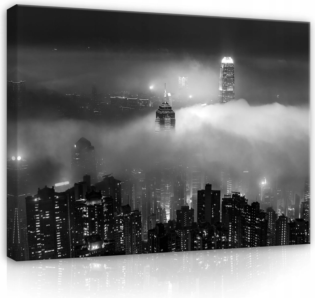 Vászonkép Város Éjszaka Köd Vászon Falikép 60x40