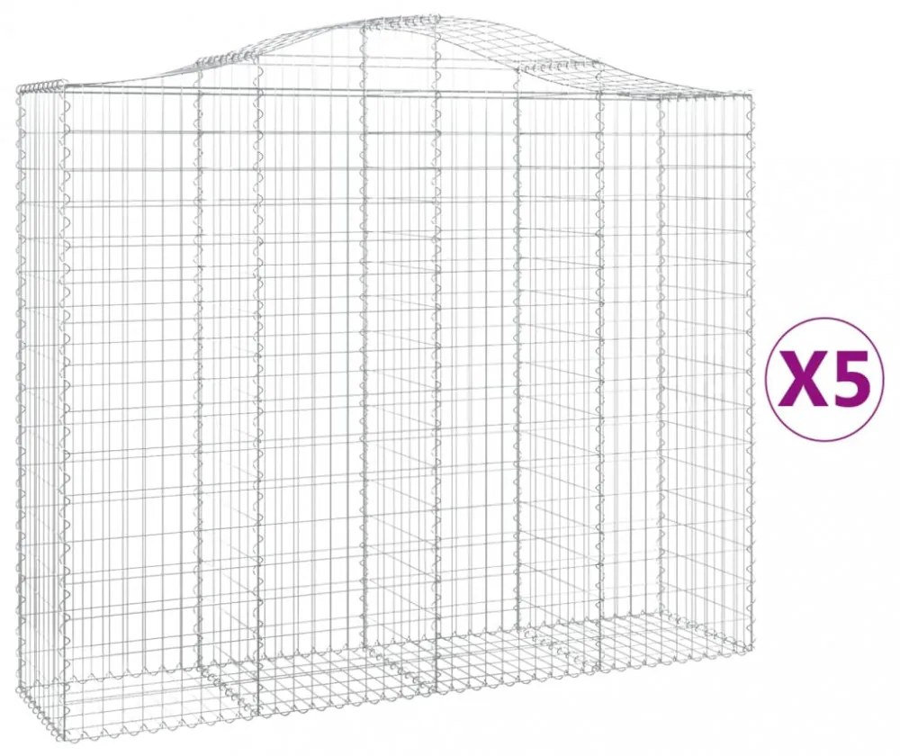 5 db íves horganyzott vas gabion kosár 200x50x160/180 cm