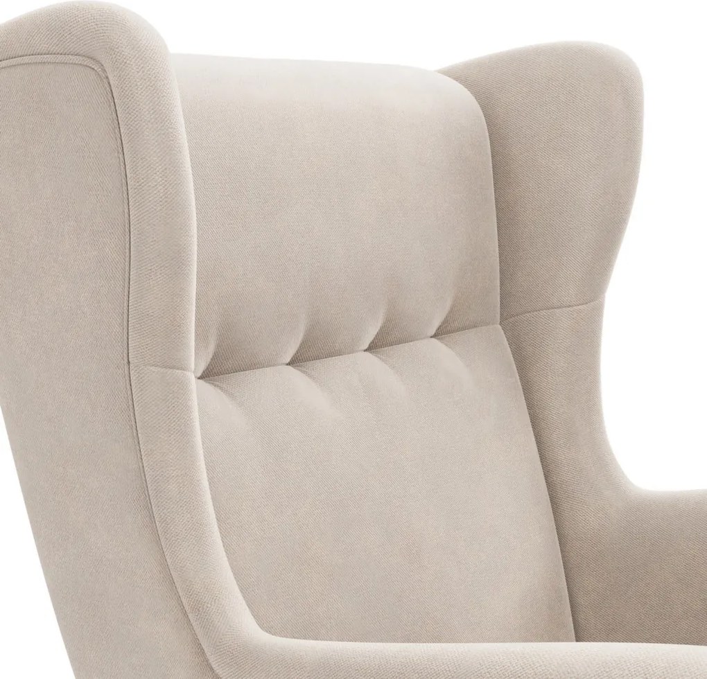 Uszak fotel, bársony, bézs